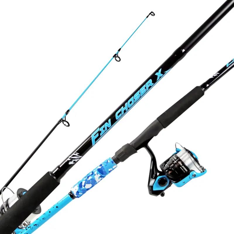 FNX-662M-30SB Fin Chaser X Combo Fishing Rod & Reel - 6 ft. 6 in. Medium, Sky Blue - 2 Piece