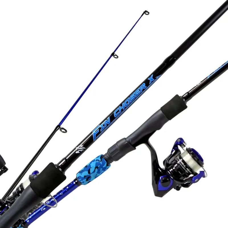 FNX802MH60BL Fin Chaser X Combo Fishing Rod & Reel - 8 ft. Medium Heavy, Blue - 2 Piece
