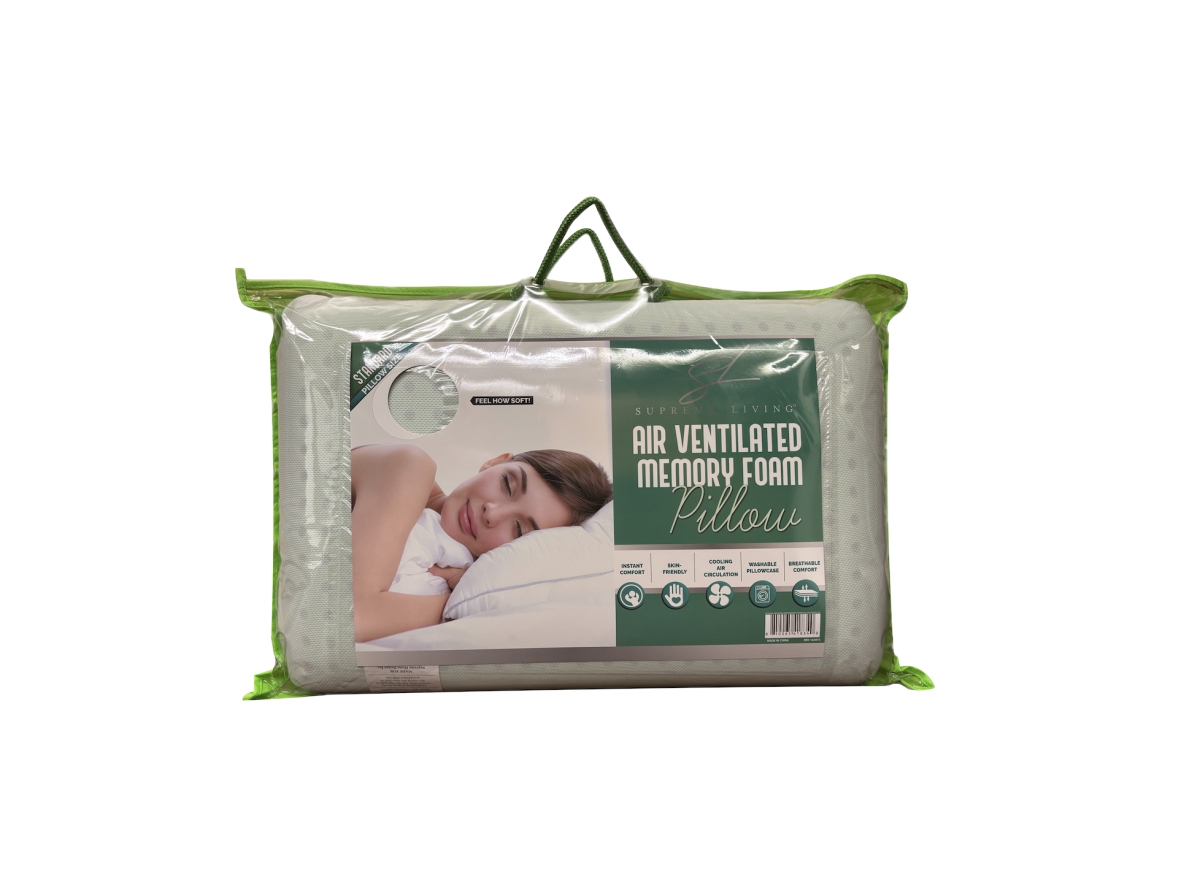 PC41834 Supreme Living Air-Ventilated Memory Foam Pillow (Standard Size, Green)