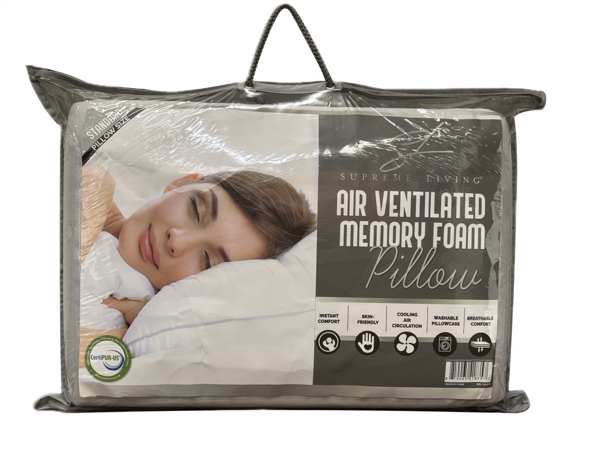 PC41835 Supreme Living Air-Ventilated Memory Foam Pillow (Standard Size, Charcoal)