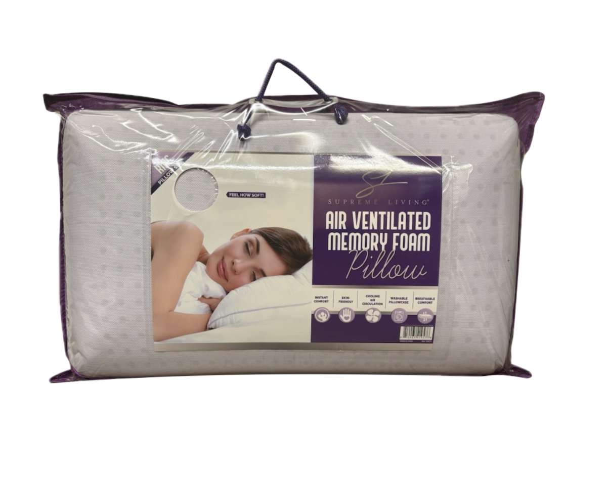 PC41833 Supreme Living Air-Ventilated Memory Foam Pillow (Standard Size, Purple)