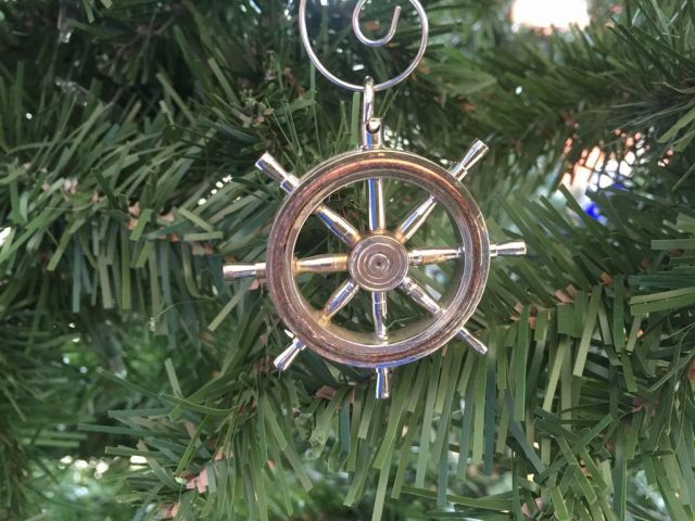 6 in. Chrome Ship Wheel Christmas Ornament -  Drop Ship Baskets, GI1074364