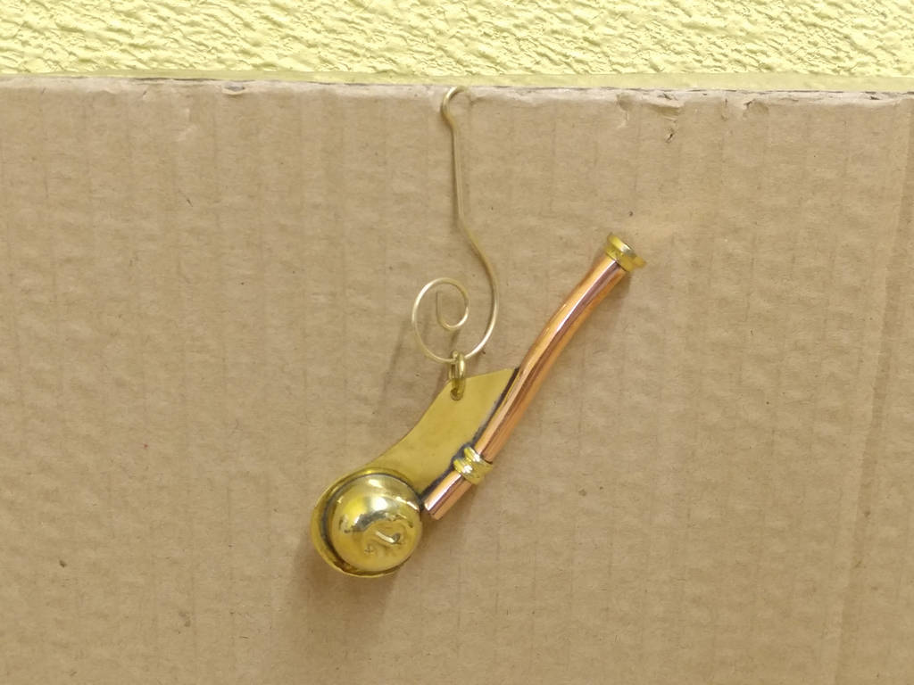 4 in. Solid Brass & Copper Bosun Whistle Christmas Ornament