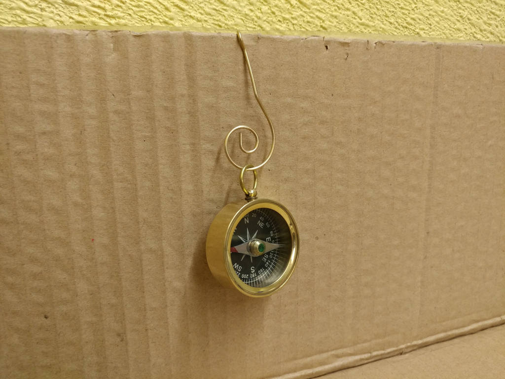 4 in. Solid Brass Decorative Compass Christmas Ornament