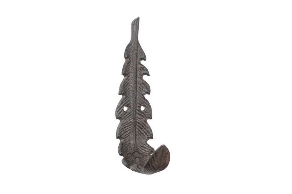 6 in. Cast Iron Decorative Feather Hook