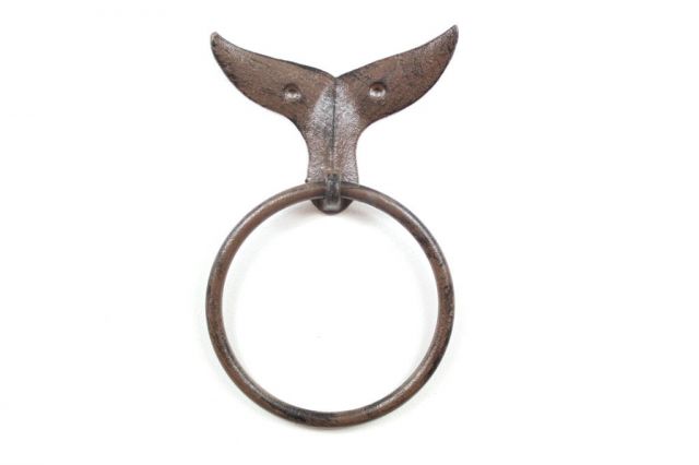 Cast Iron Decorative Whale Tail Towel Holder - 7.5 in.