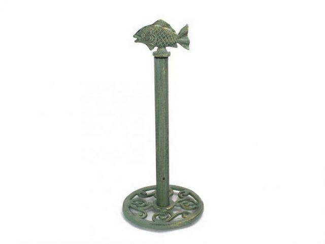 Picture of Handcrafted Model Ships K-9204-Bronze-Toilet Cast Iron Fish Extra Toilet Paper Stand&#44; Antique Bronze - 15 in.