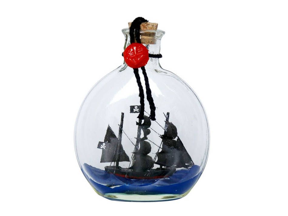 Black Pearl Model Ship in a Glass Bottle - 4 in.