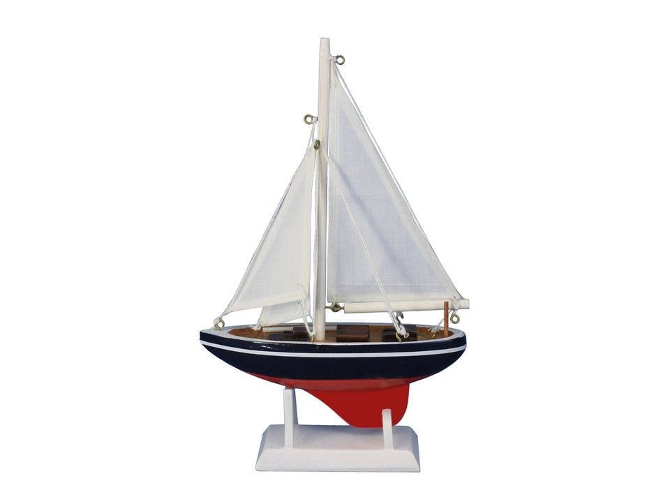 Wooden Endeavour Model Sailboat Decoration - 9 in.