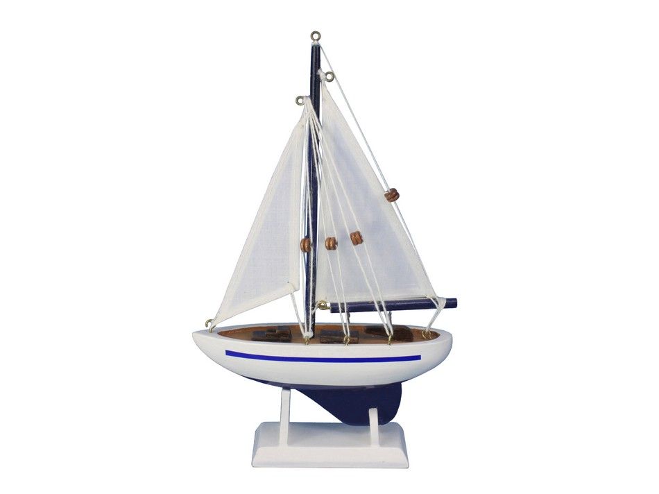 Wooden Enterprise Model Sailboat Decoration, 9 in.