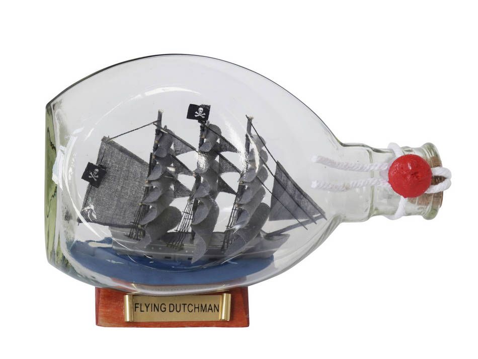 Flying Dutchman Pirate Ship in a Glass Bottle, 7 in.
