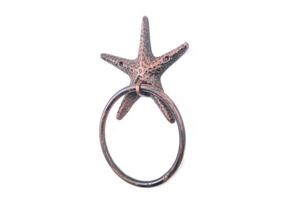K-0102D-RC Rustic Copper Cast Iron Starfish Towel Holder, 8.5 in.