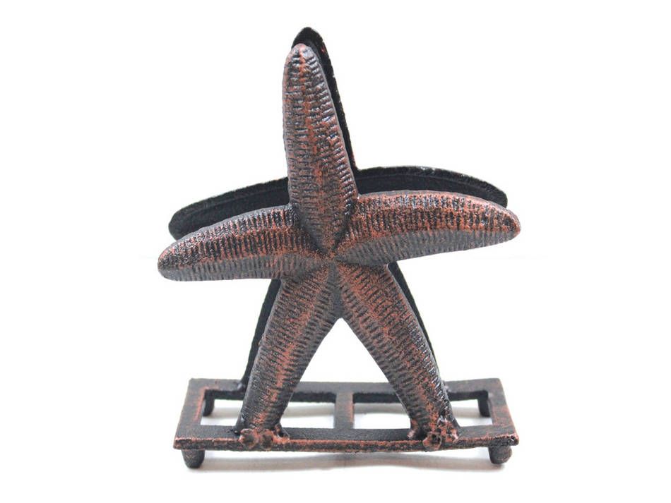 Picture of Handcrafted Model Ships K-1407-RC Rustic Copper Cast Iron Starfish Napkin Holder, 6 in.