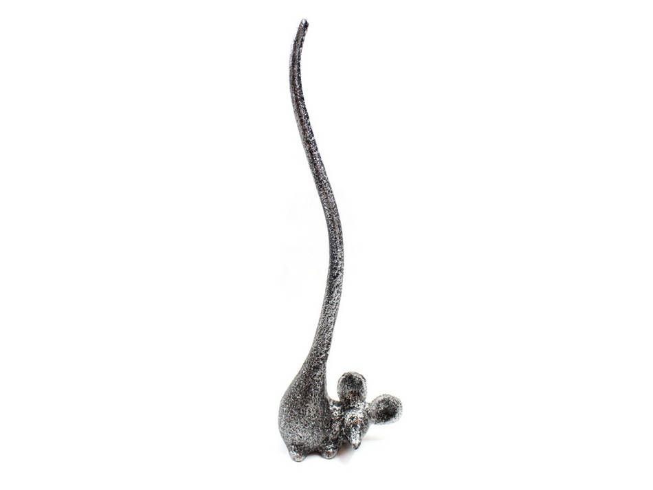 K-1968-Silver Rustic Silver Cast Iron Mouse Paper Towel Holder, 12 in.