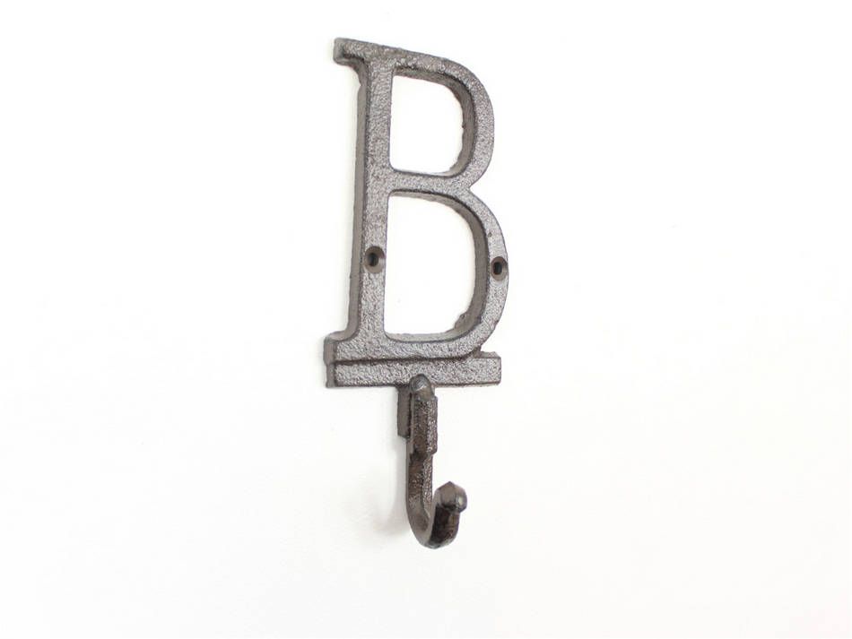 K-9056-B-Cast-Iron Cast Iron Letter B Alphabet Wall Hook, 6 in.