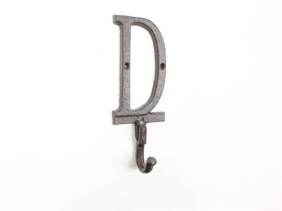 K-9056-D-Cast-Iron Cast Iron Letter D Alphabet Wall Hook, 6 in.