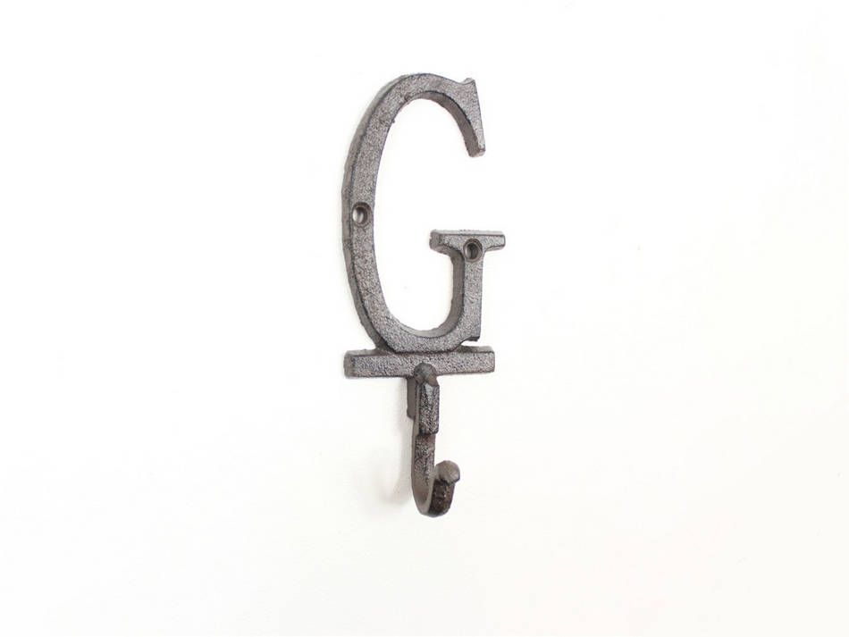 K-9056-G-Cast-Iron Cast Iron Letter G Alphabet Wall Hook, 6 in.