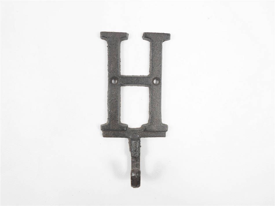 K-9056-H-Cast-Iron Cast Iron Letter H Alphabet Wall Hook, 6 in.
