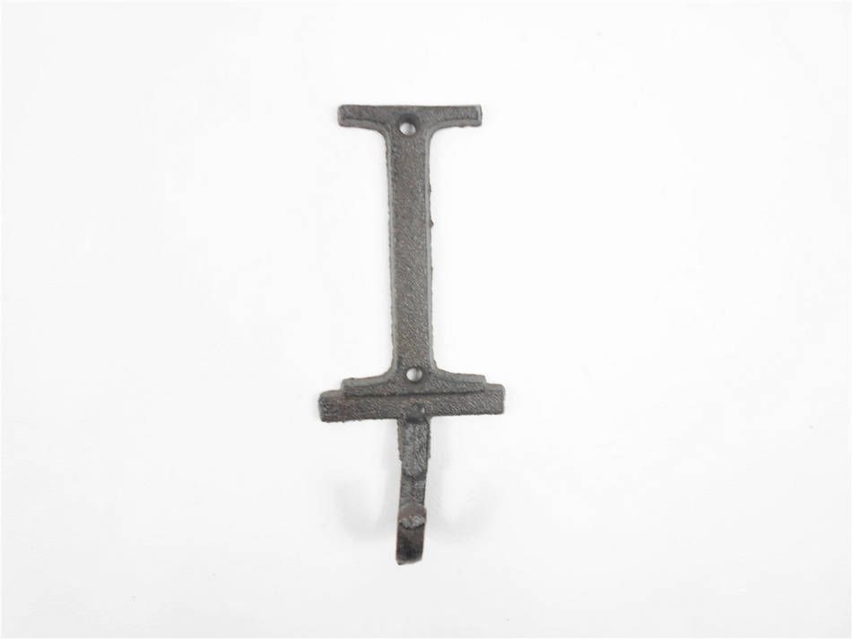 K-9056-I-Cast-Iron Cast Iron Letter I Alphabet Wall Hook, 6 in.