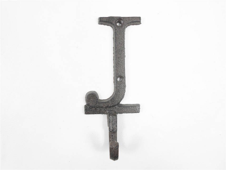 K-9056-J-Cast-Iron Cast Iron Letter J Alphabet Wall Hook, 6 in.