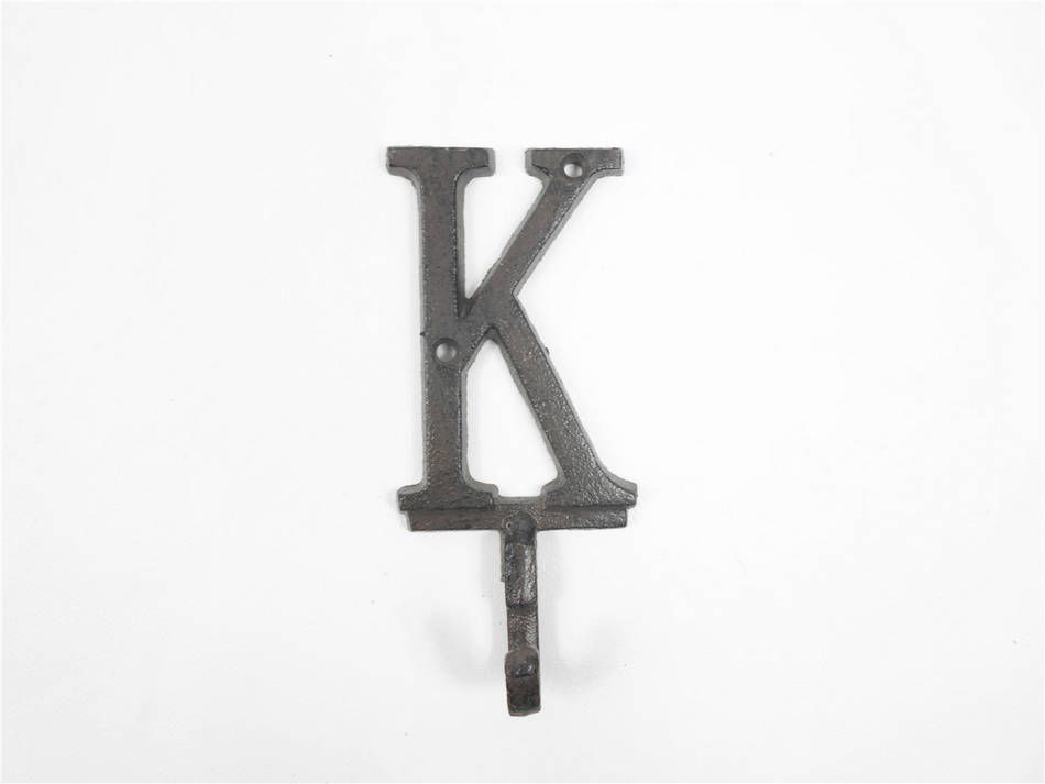 K-9056-K-Cast-Iron Cast Iron Letter K Alphabet Wall Hook, 6 in.