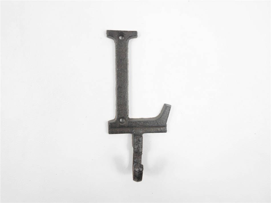 K-9056-L-Cast-Iron Cast Iron Letter L Alphabet Wall Hook, 6 in.