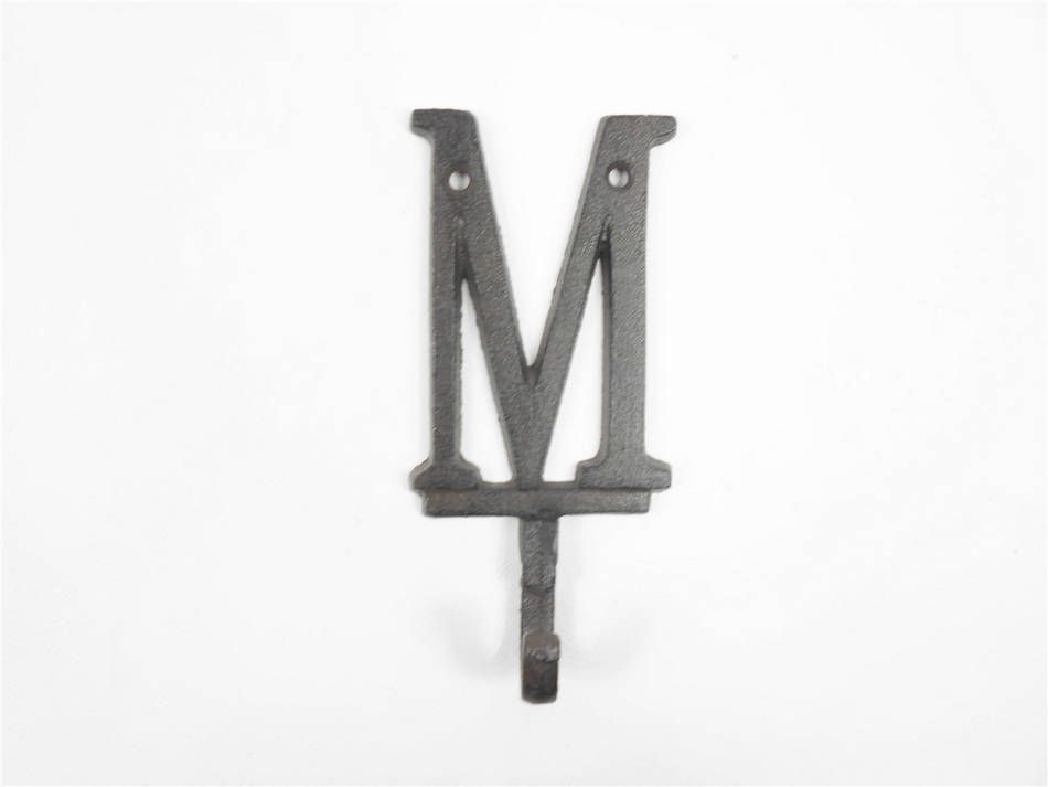 K-9056-M-Cast-Iron Cast Iron Letter M Alphabet Wall Hook, 6 in.