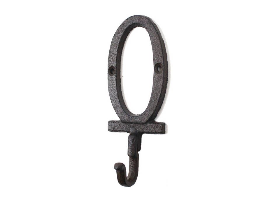 K-9056-O-Cast-Iron Cast Iron Letter O Alphabet Wall Hook, 6 in.