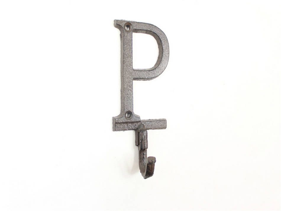 K-9056-P-Cast-Iron Cast Iron Letter P Alphabet Wall Hook, 6 in.