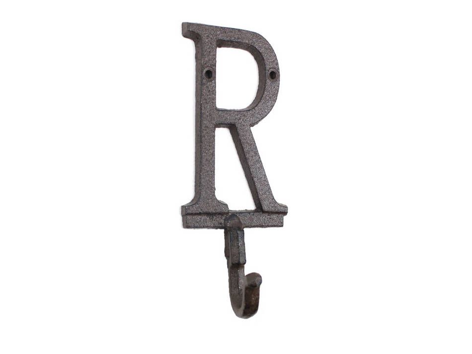 K-9056-R-Cast-Iron Cast Iron Letter R Alphabet Wall Hook, 6 in.