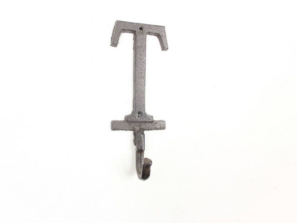K-9056-T-Cast-Iron Cast Iron Letter T Alphabet Wall Hook, 6 in.