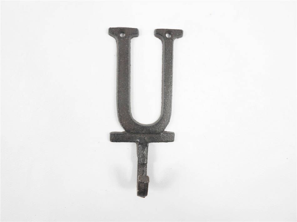 K-9056-U-Cast-Iron Cast Iron Letter U Alphabet Wall Hook, 6 in.