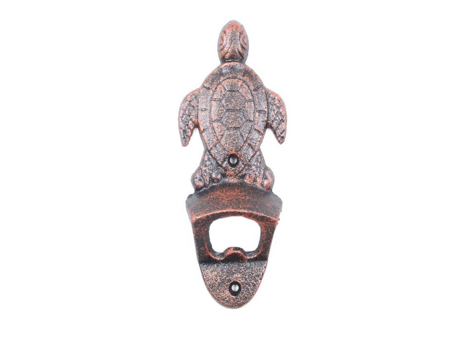 Picture of Handcrafted Model Ships K-9114-RC Rustic Copper Cast Iron Wall Mounted Sea Turtle Bottle Opener&#44; 6 in.