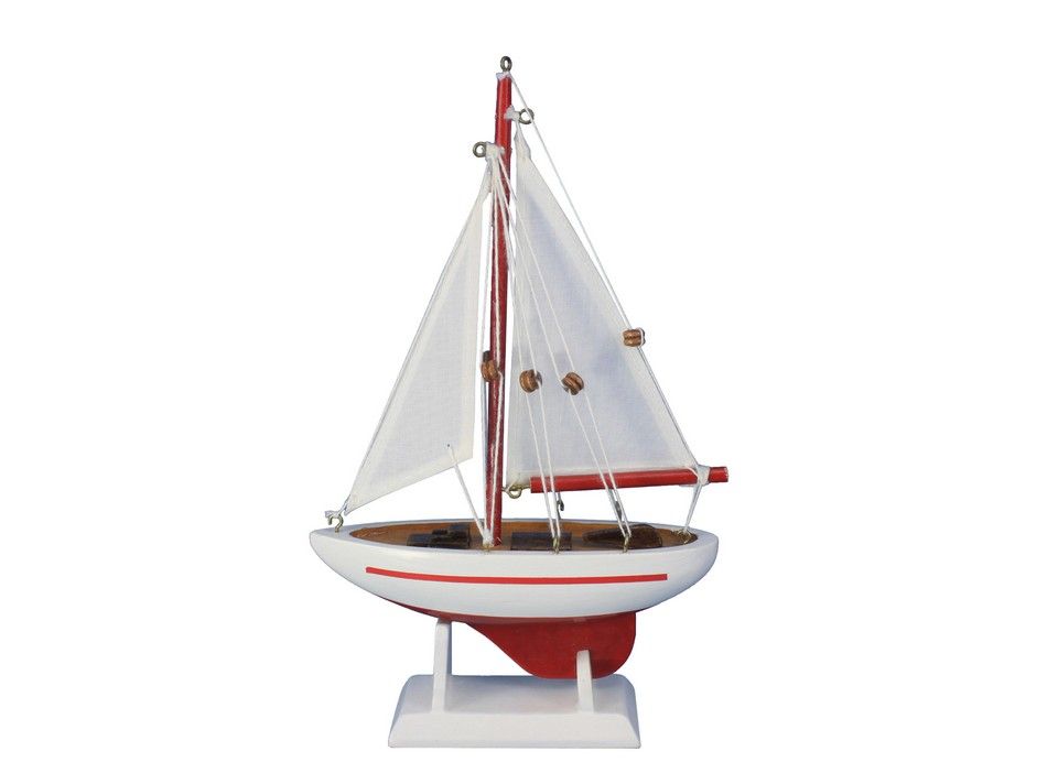 Wooden Ranger Model Sailboat Decoration, 9 in.
