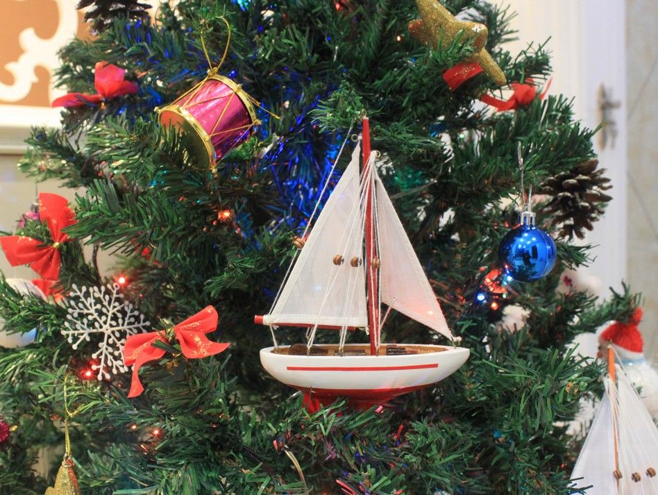 Ranger-9-Xmas Wooden Ranger Model Sailboat Christmas Ornament, 9 in.
