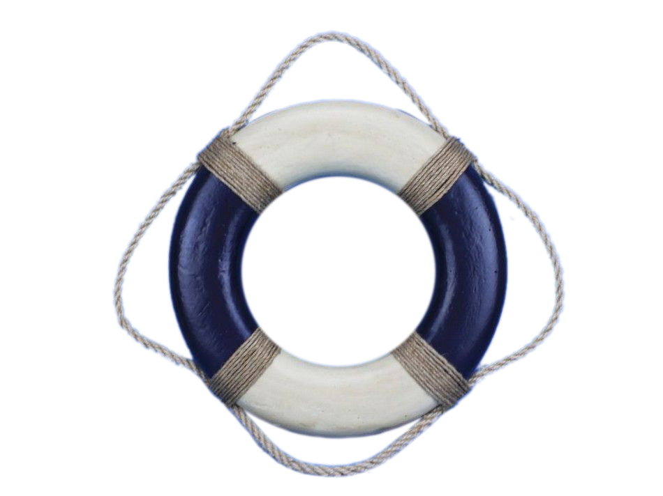 10 in. Vintage Decorative Lifering Christmas Ornament, Blue and White