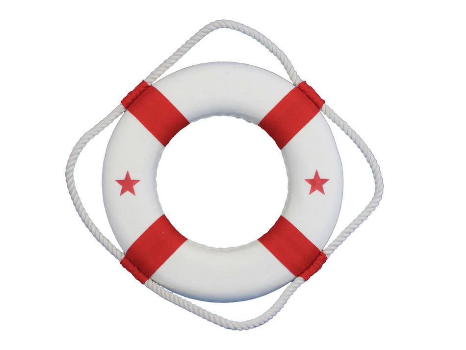 10 in. Classic Decorative Lifering with Red Bands Christmas Ornament, White