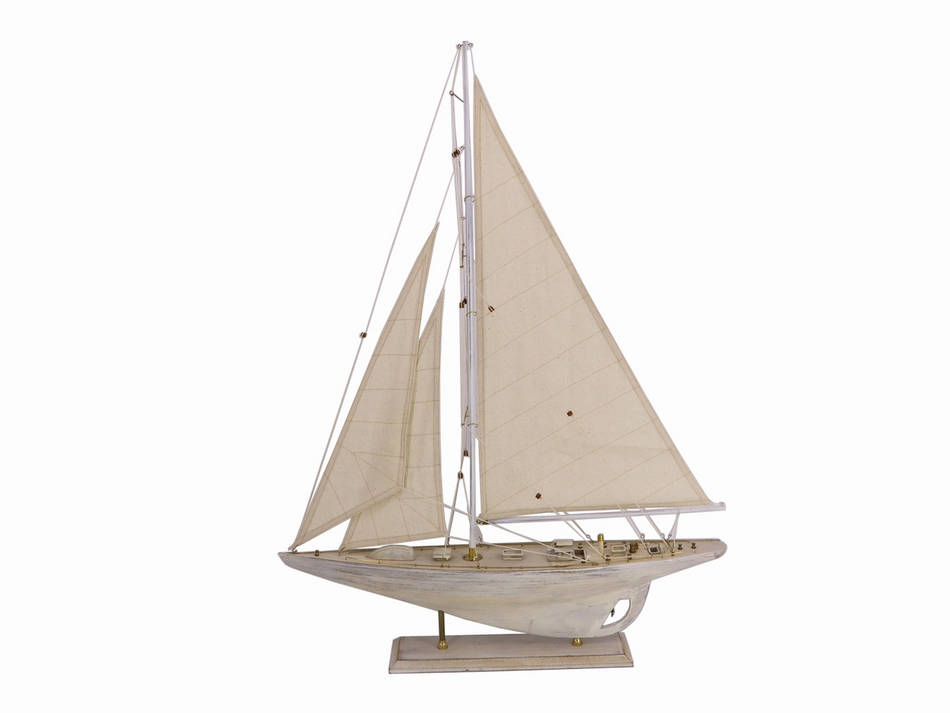 Rustic Whitewashed Sailboat - 35 in. - Nautical Decor