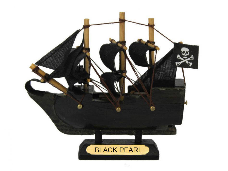 Picture of Handcrafted Model Ships Black-Pearl-4 4 in. Pearl Pirates of the Caribbean Pirate Ship Model&#44; Black