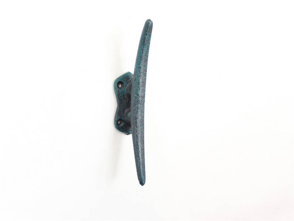 6 in. Seaworn Cast Iron Cleat Wall Hook, Blue