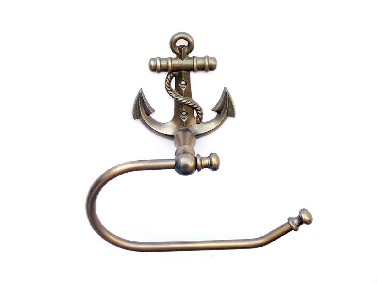 Picture of Handcrafted Model Ships ANTLPH-5001-AN 5 x 3 x 10 in. Antique Brass Anchor Toilet Paper Holder