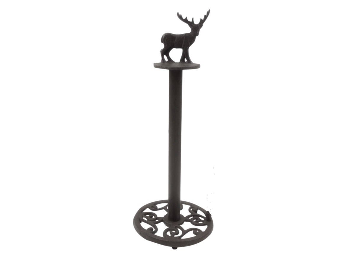 Picture of Handcrafted Model Ships k-9212-M-cast-iron-T 16 x 6.5 x 6.5 in. Cast Iron Moose Bathroom Extra Toilet Paper Stand