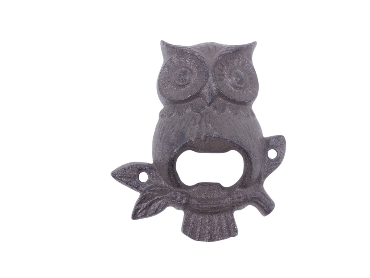 Picture of Handcrafted Model Ships K-9222-Owl-cast-iron 6 x 2 x 2.5 in. Cast Iron Owl Wall Mounted Bottle Opener
