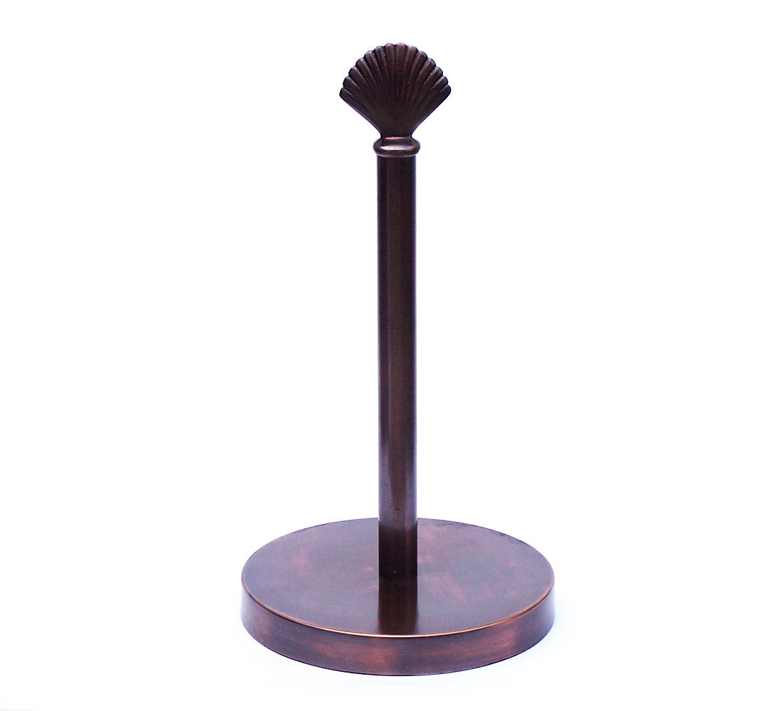 Picture of Handcrafted Model Ships SSPTH-6002-AC 7 x 7 x 16 in. Antique Copper Sea Shell Paper Towel Holder