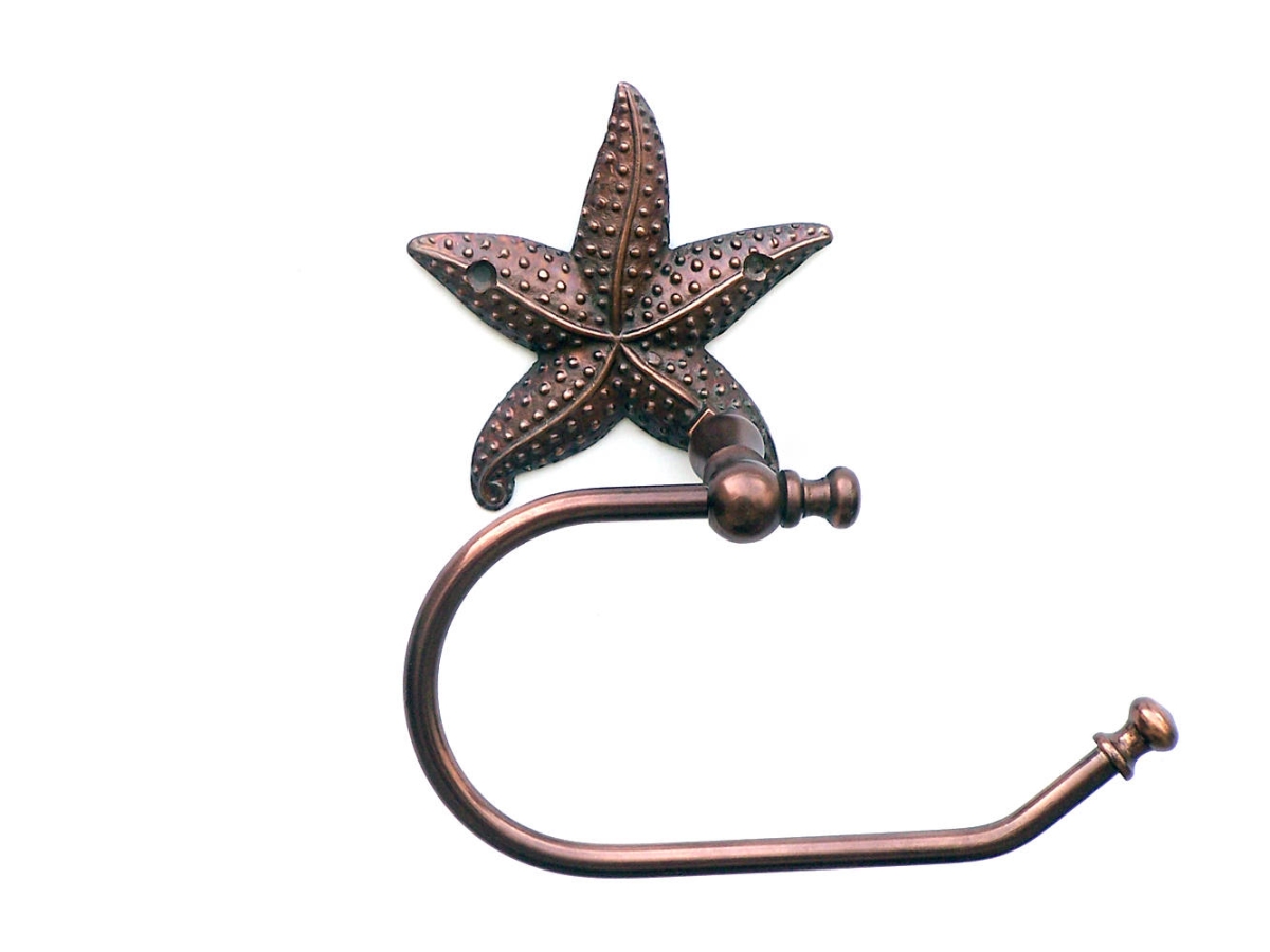 Picture of Handcrafted Model Ships STLPH-3001-AC-k 5 x 3 x 10 in. Antique Copper Starfish Hand Towel Holder