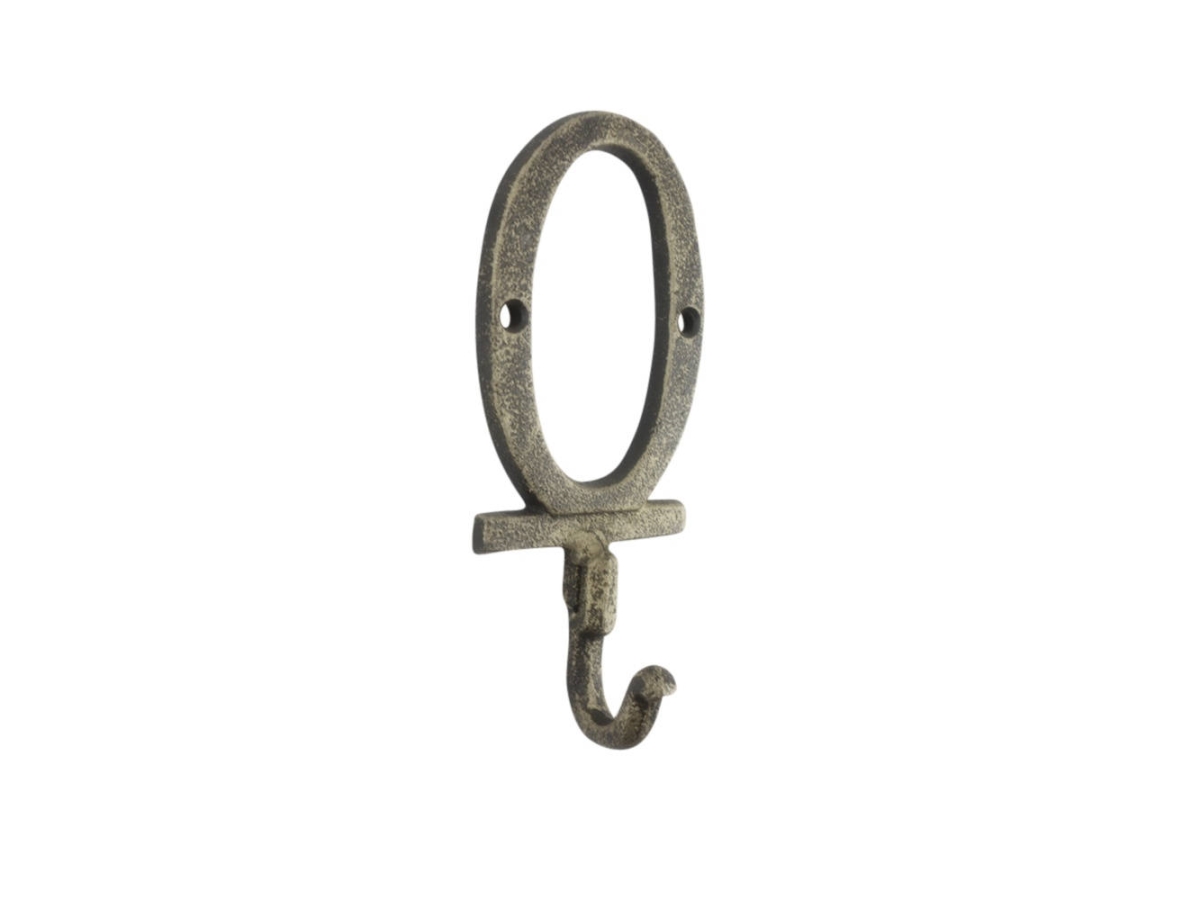 6 x 1 x 3 in. Rustic Gold Cast Iron Letter O Alphabet Wall Hooks