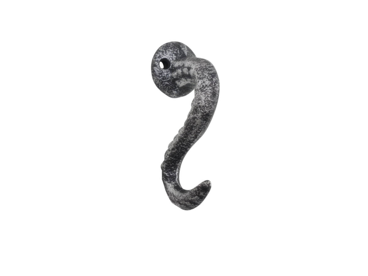 K-9099-silver 4.5 x 2 x 3 in. Rustic Silver Cast Iron Octopus Tentacle Decorative Metal Wall Hooks