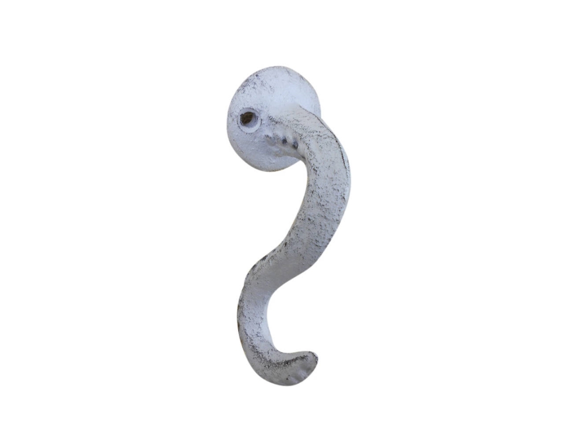 4.5 x 2 x 3 in. Whitewashed Cast Iron Octopus Tentacle Decorative Metal Wall Hooks