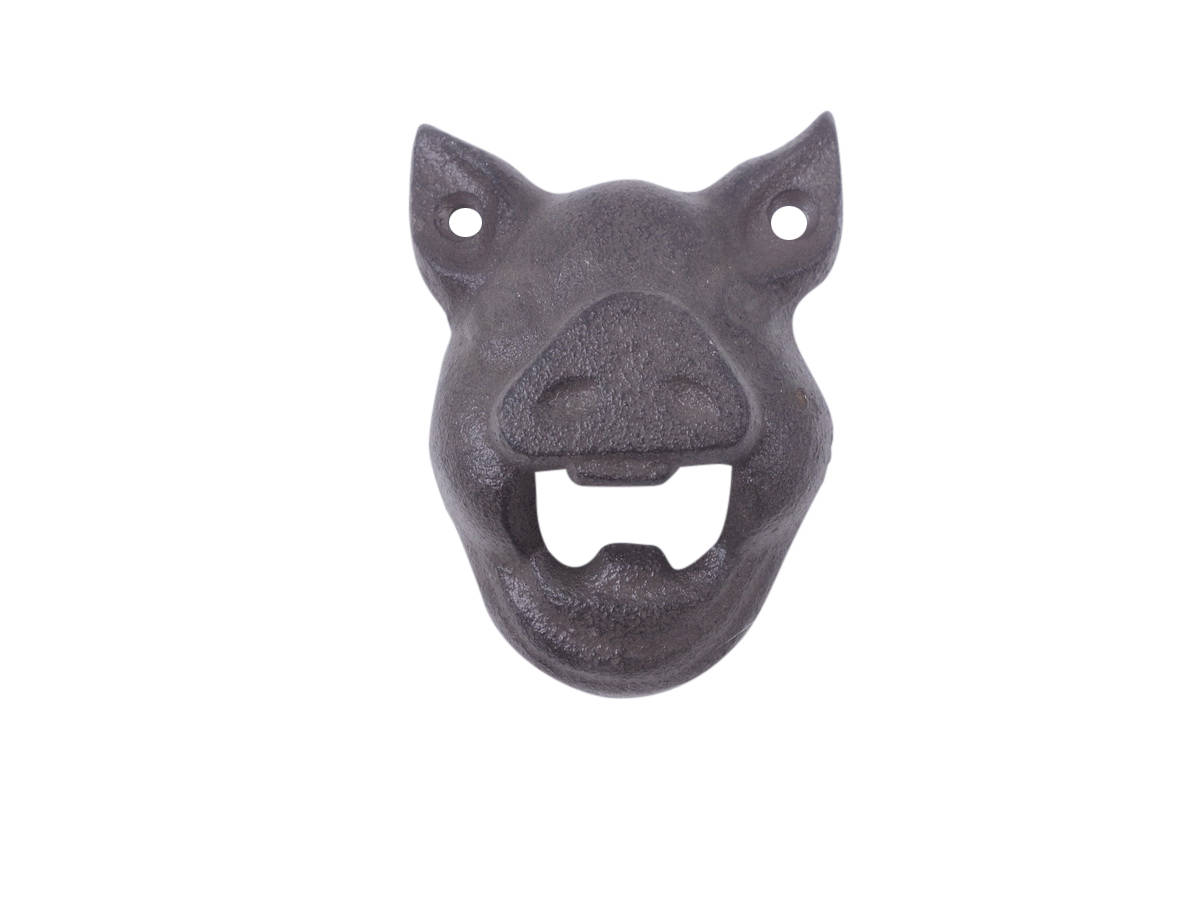 Picture of Handcrafted Model Ships k-9138-cast-iron 4 x 1.5 x 2.5 in. Cast Iron Pig Head Wall Mounted Bottle Opener
