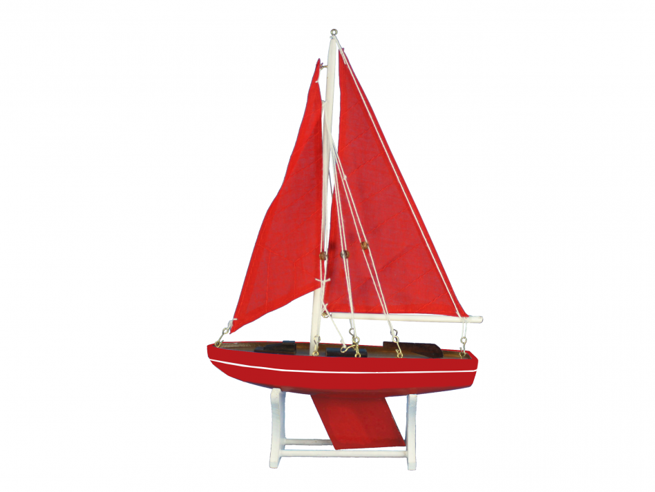 12 x 8 x 2 in. Wooden Decorative Sailboat Model with Ruby Compass